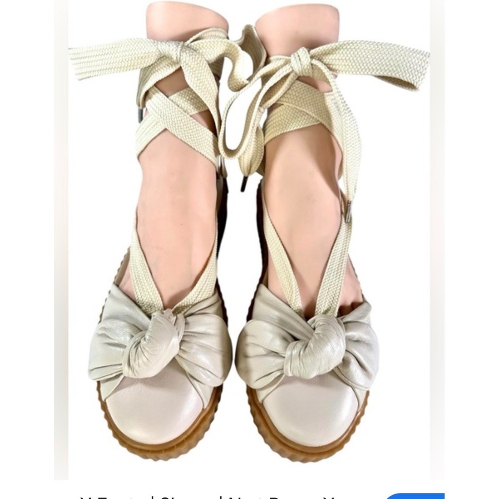Fenty Puma by Rihanna Creeper Bow Sandal Marshmallow White Leather Platform 7